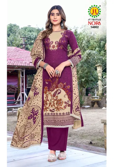 Nora Vol 14 By Jt Rayon Gold Printed Surat Dress Material Wholesale Market